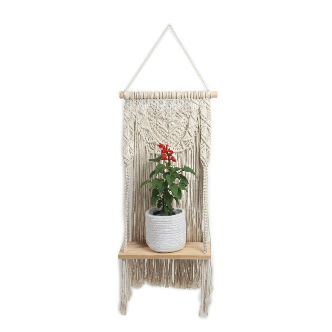 Vintage Inspired Macrame Wall Shelf Bohemian Home Organizer